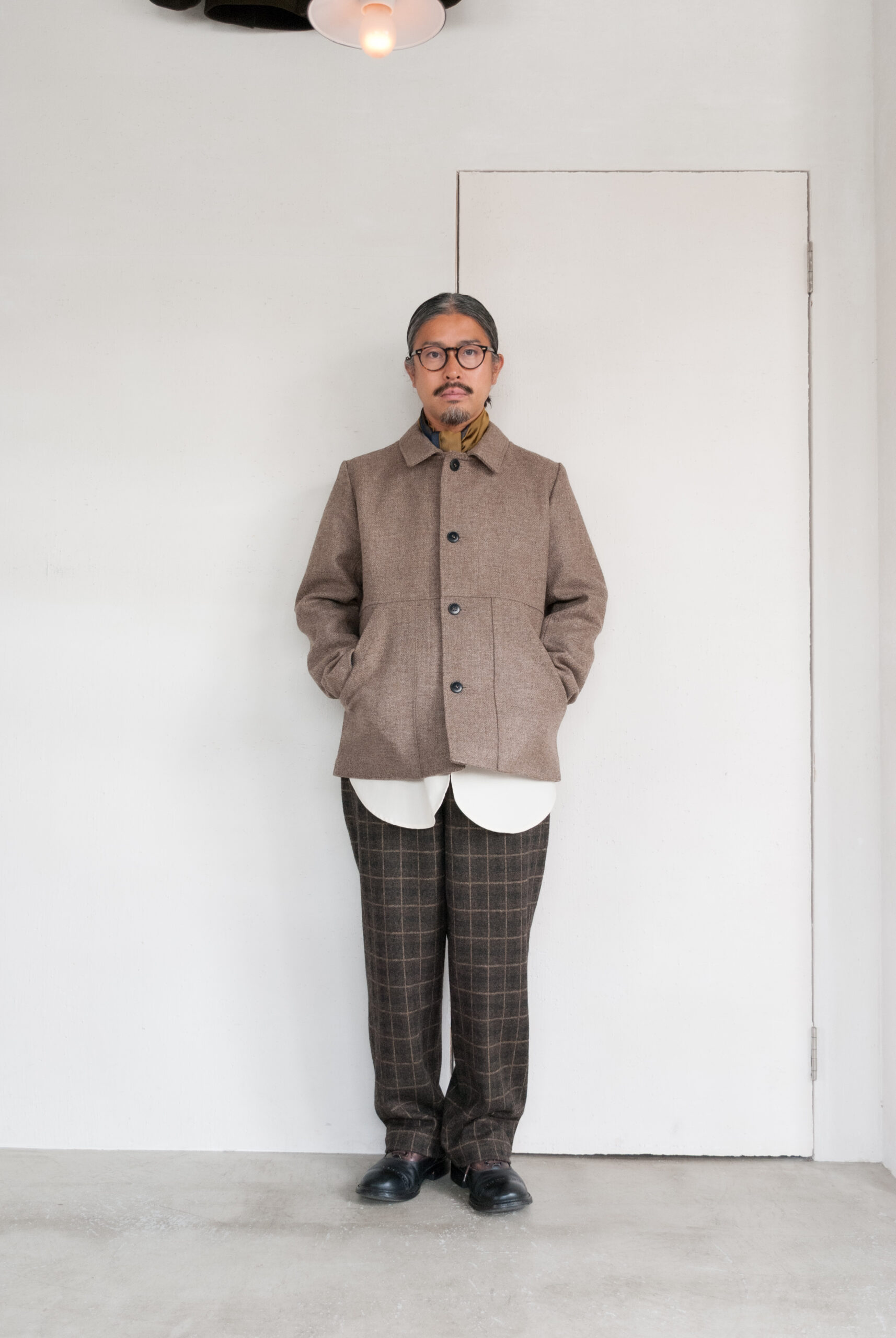 Frank Leder CHEQUERED WOOL JERSEY DRAWSTRING 2TUCK | kado〔カド