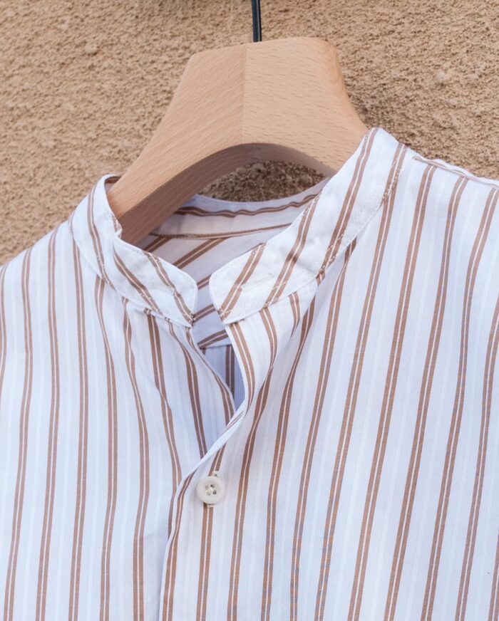 MASTER&Co. Dobby Stripe Stand Collar Shirt