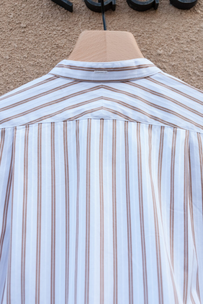 MASTER&Co. Dobby Stripe Stand Collar Shirt Beige
