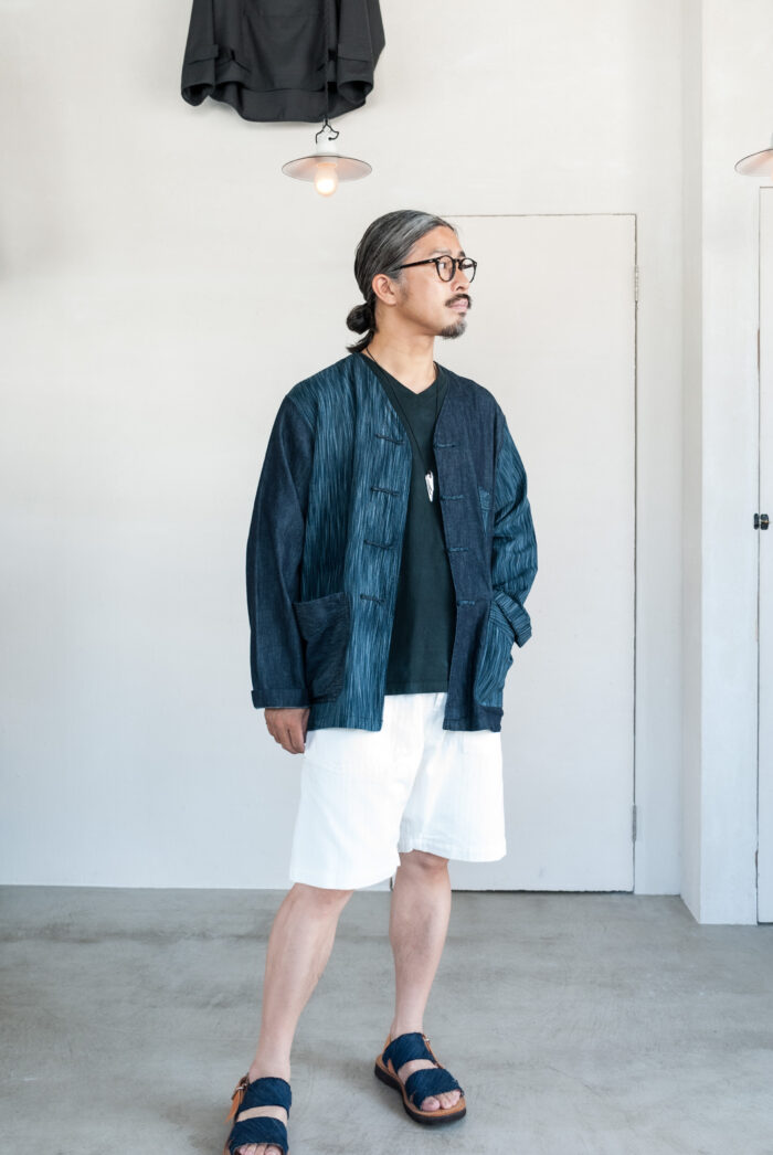 Post O’Alls V Pocket tie dye T Dark Navy Grey