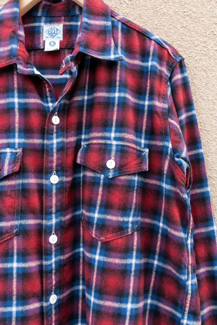 Post O’Alls The NAVY CUT cotton flannel plaid Red