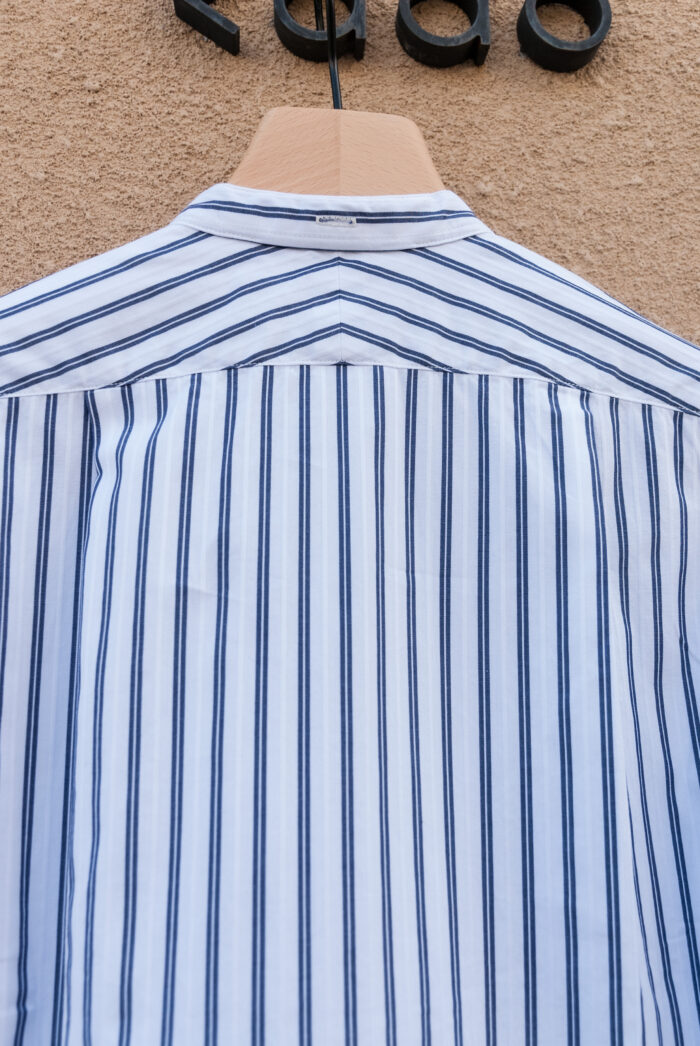 MASTER&Co. Dobby Stripe Stand Collar Shirt Navy