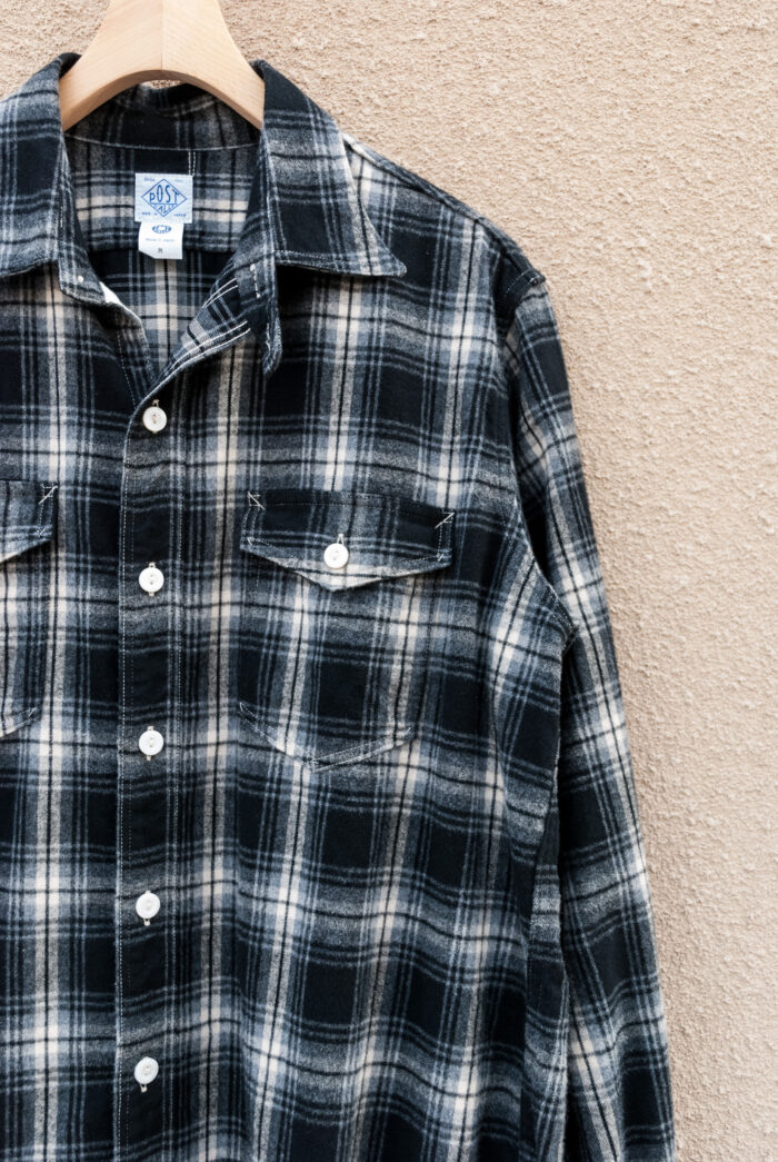 Post O’Alls The NAVY CUT cotton flannel plaid black