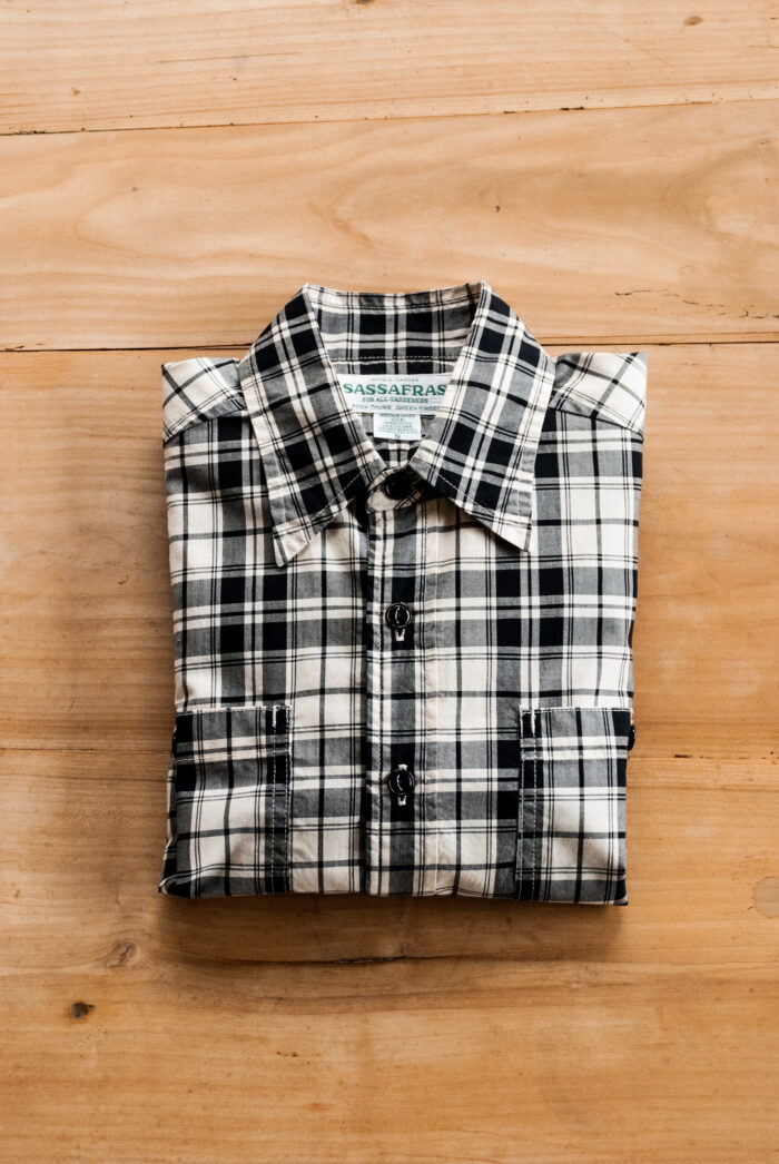 SASSAFRAS Feel Sun Half Cotton Broad Check White Black