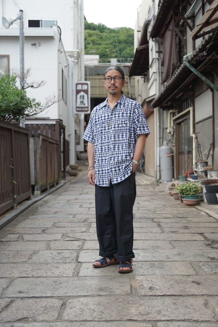 Post O’Alls NEUTRA 3 S/S ikat check navy