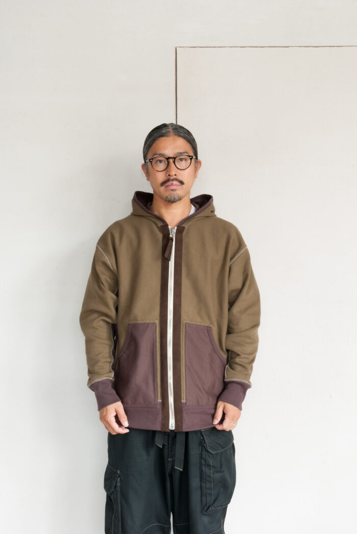 HOPPER’S BRUNCH PARKA Reversible Sweat Parka with Thermal Brown Olive