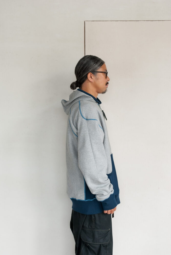 HOPPER’S BRUNCH PARKA Reversible Sweat Parka with Thermal Navy Grey