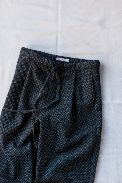 Frank Leder Navy Wool Drawstring Trousers