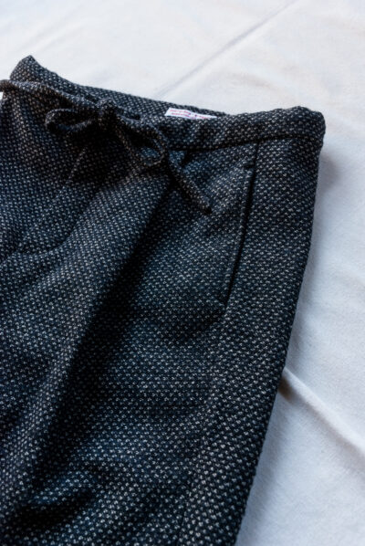 Frank Leder Navy Wool Drawstring Trousers