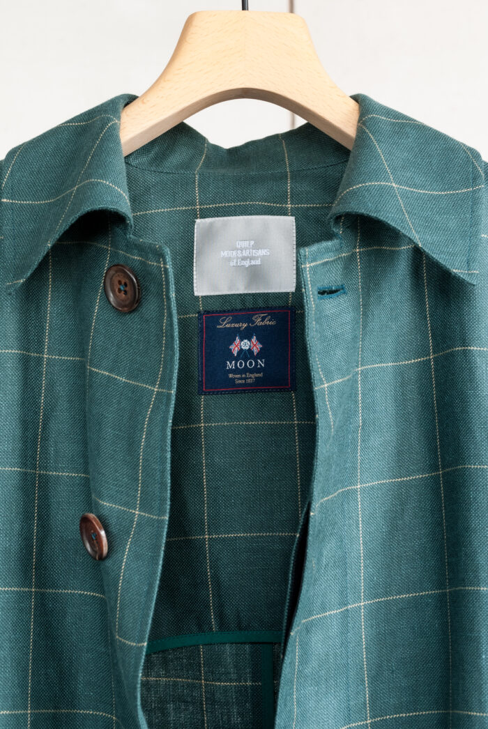 QUILP BERNARD Wool Linen Jacket Windowpane Green