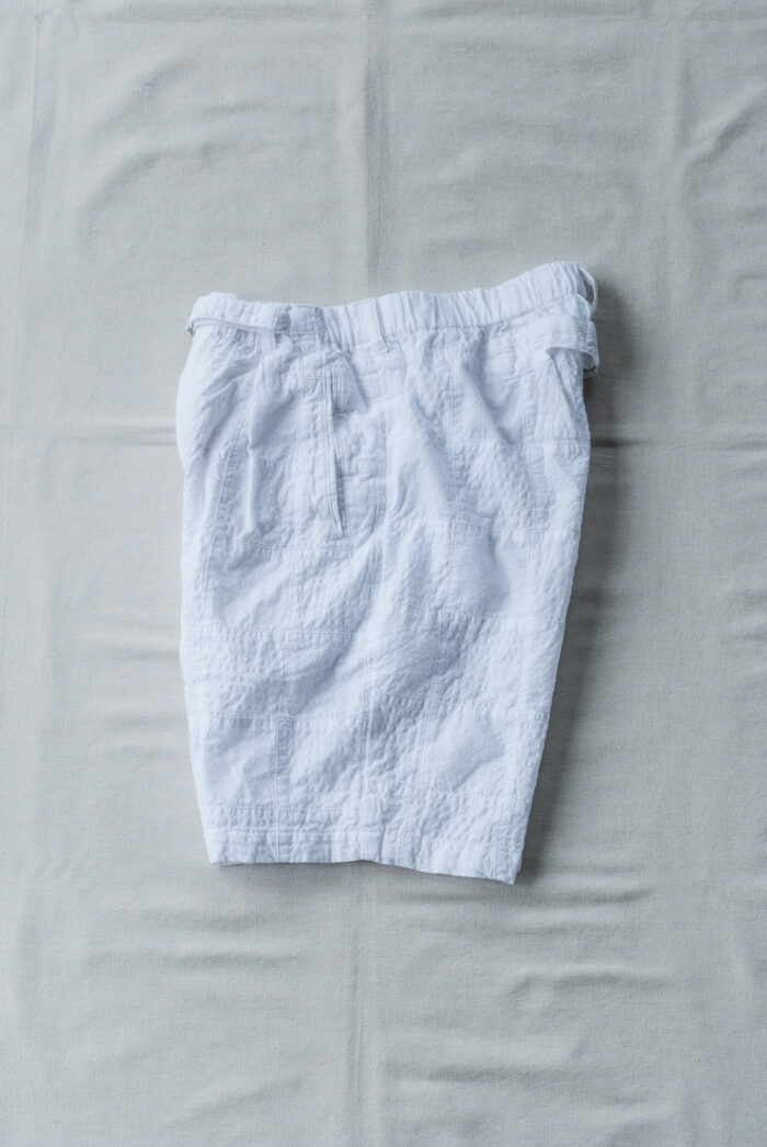 Post O’Alls E-Z Lax 4 Shorts Summer Patchwork Seersucker White