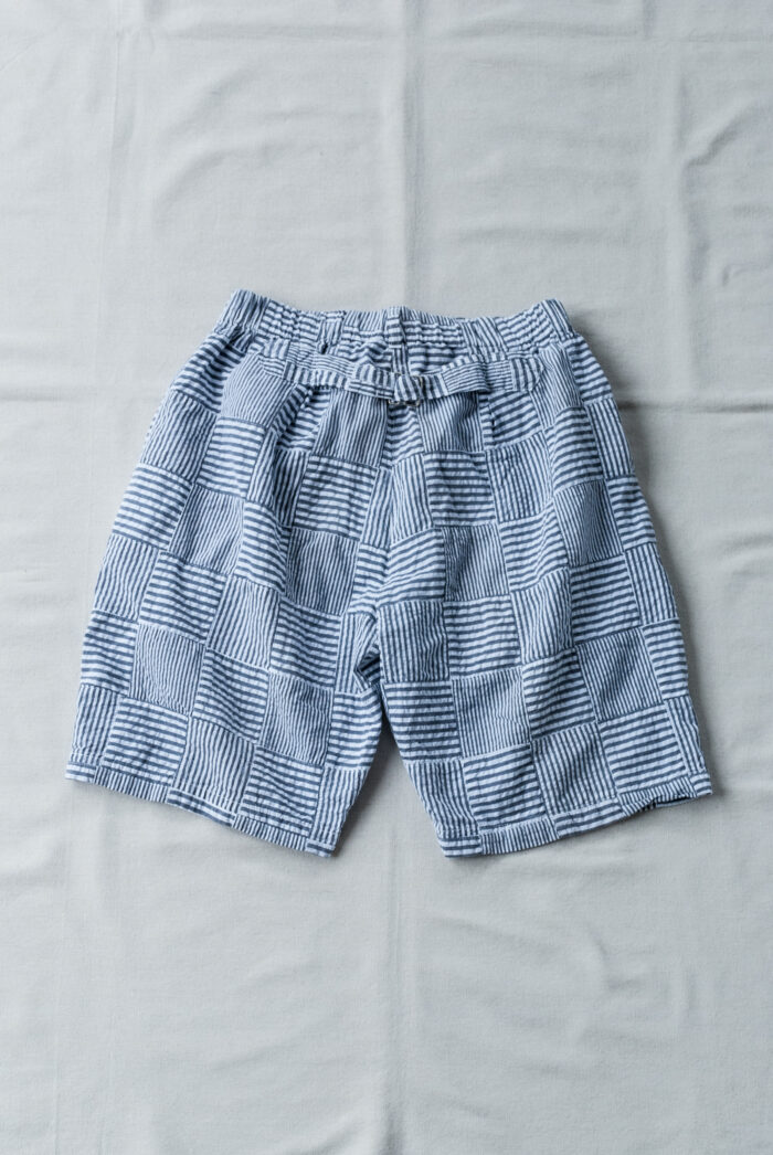 Post O’Alls E-Z Lax 4 Shorts Summer Patchwork Seersucker Grey