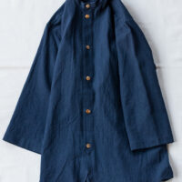Frank Leder Striped Linen / Cotton 3/4 Sleeve Shirt Navy A | kado