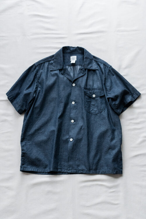 Post O’Alls New Basic Shirt S/S dobby dot chambray indigo