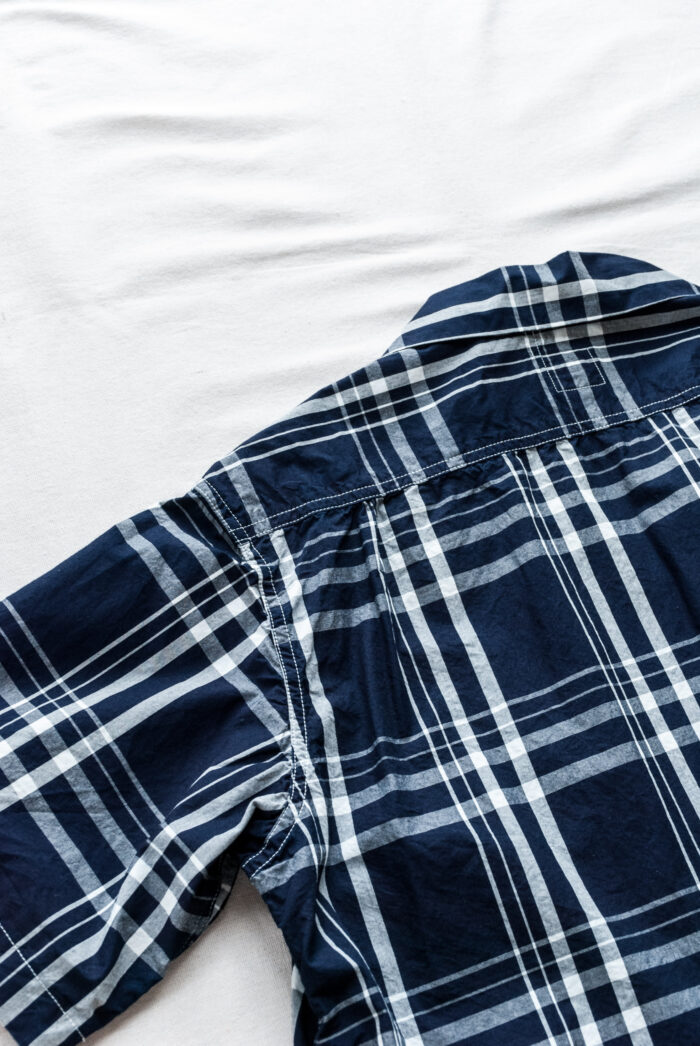 Post O’Alls New Basic Shirt S/S indigo check 1 indigo × white
