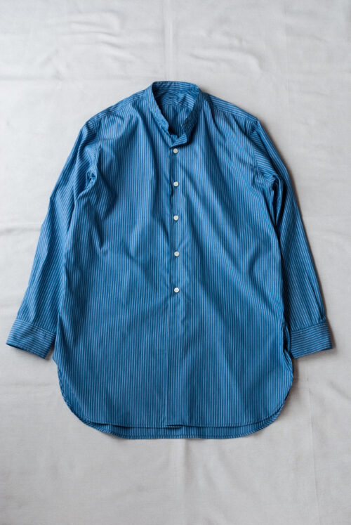MASTER&Co. Stand Collar Shirt Premium Cloth Blue Stripe