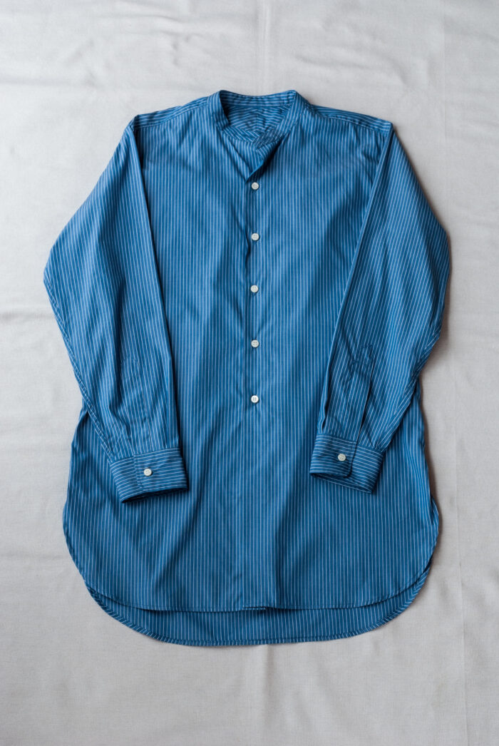 MASTER&Co. Stand Collar Shirt Premium Cloth Blue Stripe
