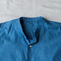 MASTER&Co. Stand Collar Shirt Premium Cloth Blue Stripe