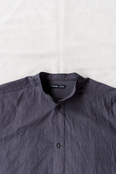 Frank Leder Vintage Clothespins Thin Cotton Old Style Stand Collar Shirt Purple