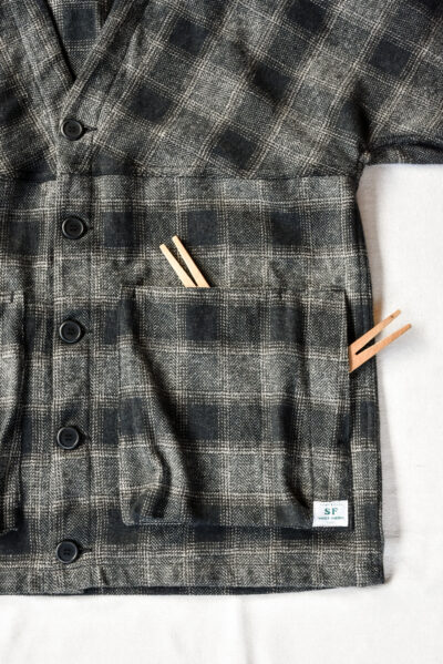 SASSAFRAS Digs Crew Carde Jacket Tweedy Cotton Check