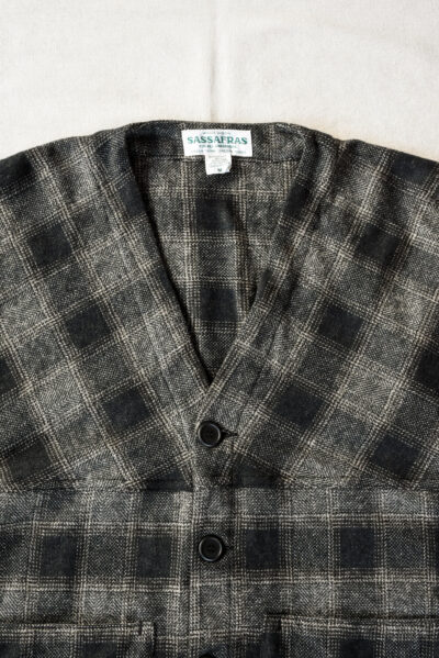 SASSAFRAS Digs Crew Carde Jacket Tweedy Cotton Check