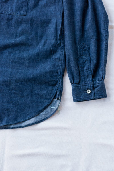 Post O’Alls Band Collar Shirt Light Denim Indigo