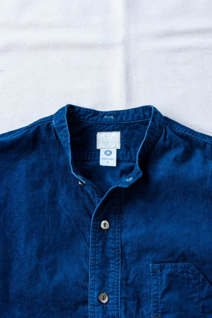 Post O’Alls Band Collar Shirt Cotton Cords Indigo