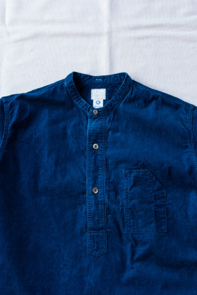 Post O’Alls Band Collar Shirt Cotton Cords Indigo