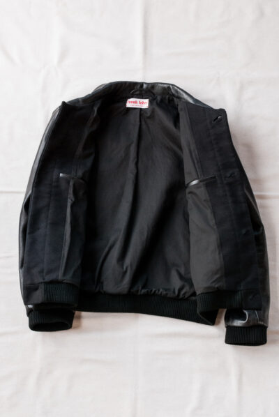 Frank Leder Deutscleder Bomber Jacket with Leather Sleeve Black