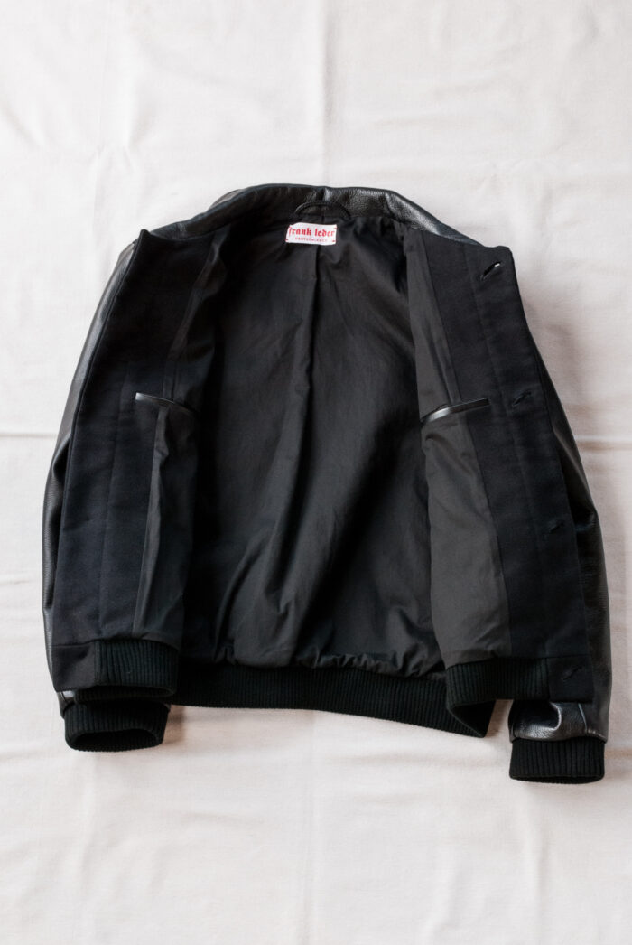 Frank Leder Deutscleder Bomber Jacket with Leather Sleeve Black