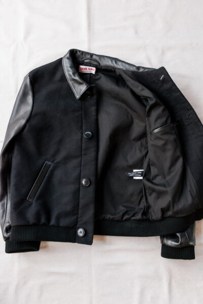 Frank Leder Deutscleder Bomber Jacket with Leather Sleeve Black