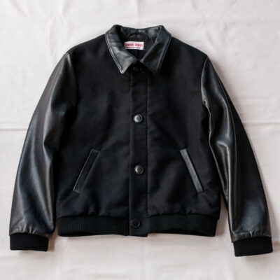 Frank Leder Deutscleder Bomber Jacket with Leather Sleeve Black