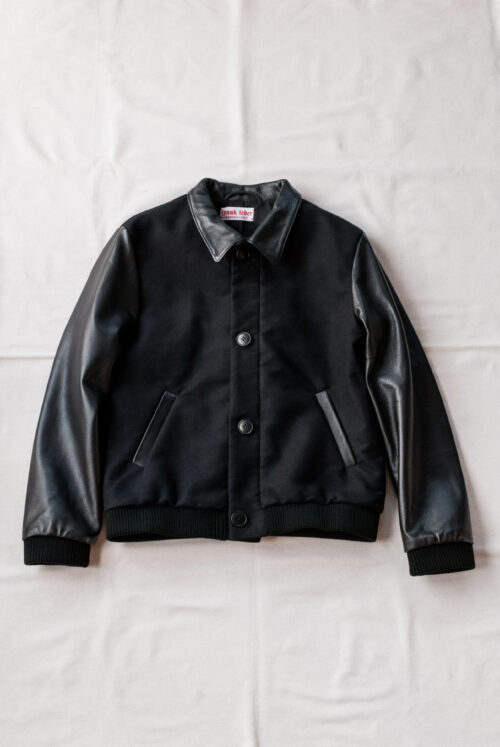 Frank Leder Deutscleder Bomber Jacket with Leather Sleeve Black