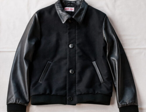 Frank Leder Deutscleder Bomber Jacket with Leather Sleeve Black