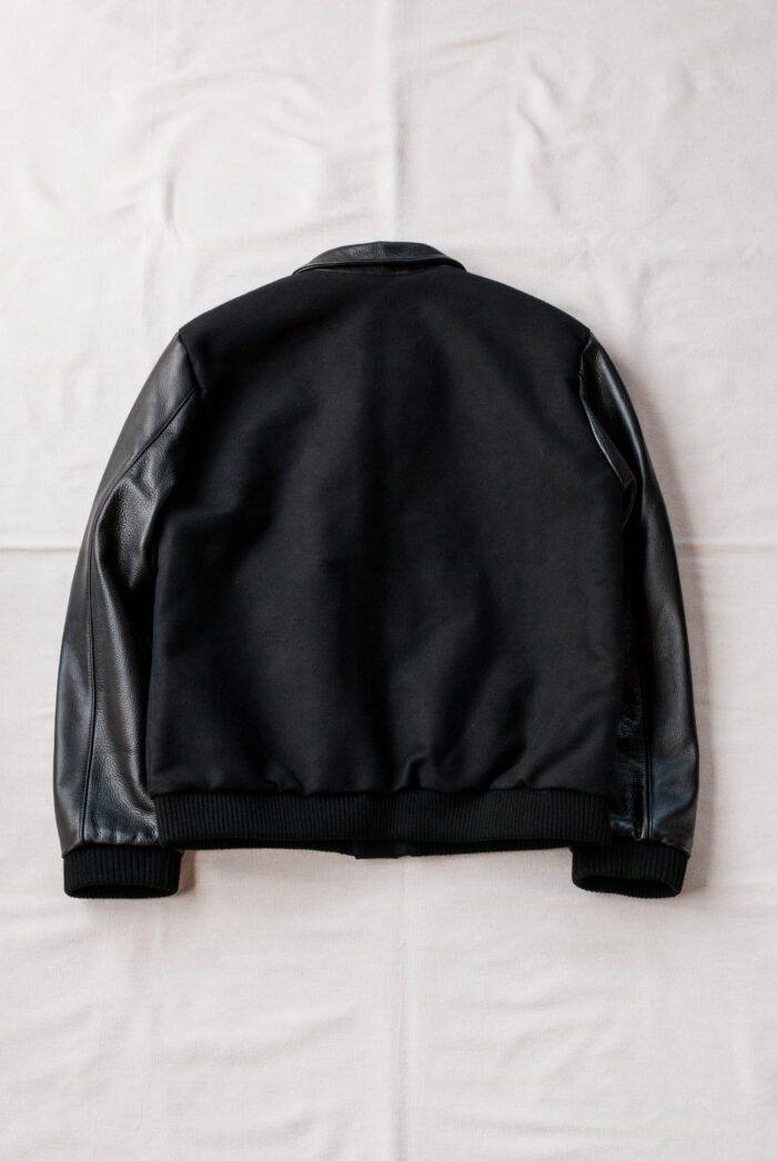 Frank Leder Deutscleder Bomber Jacket with Leather Sleeve Black