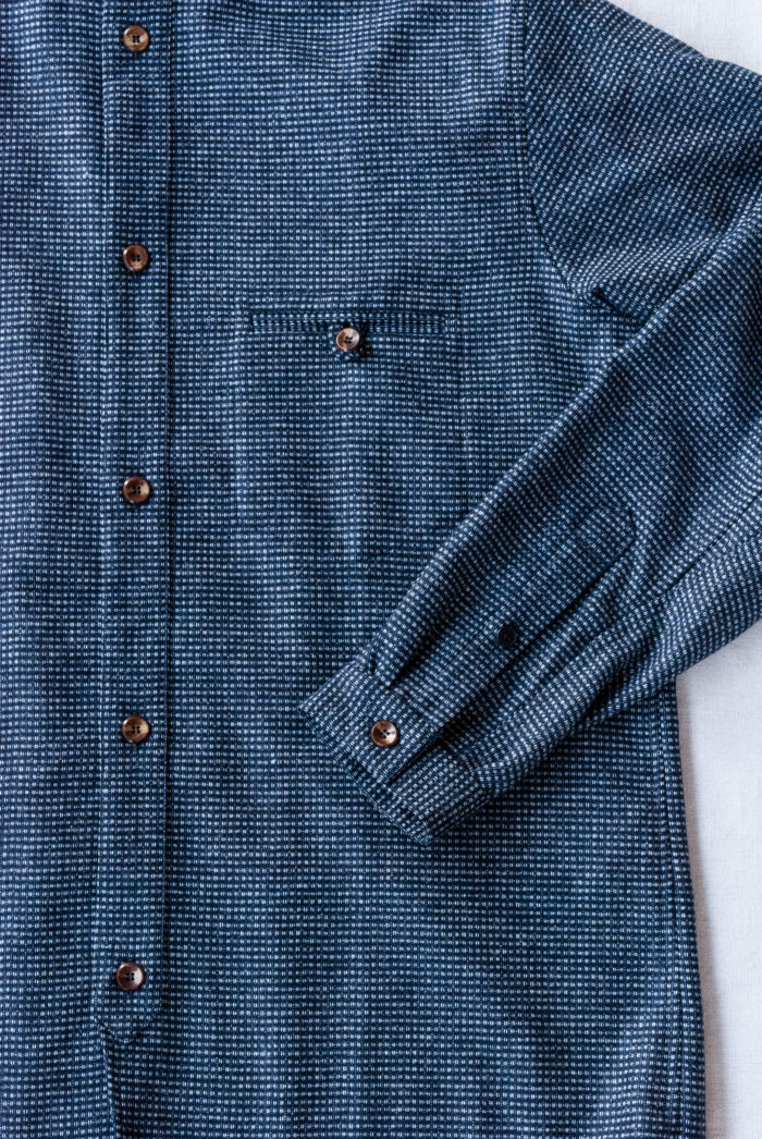 Frank Leder Blue Grey Wool Shirt