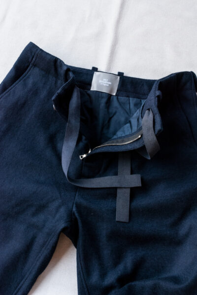 QUILP SPALDING Easy Trousers Dead Stock Cupra Wool Navy