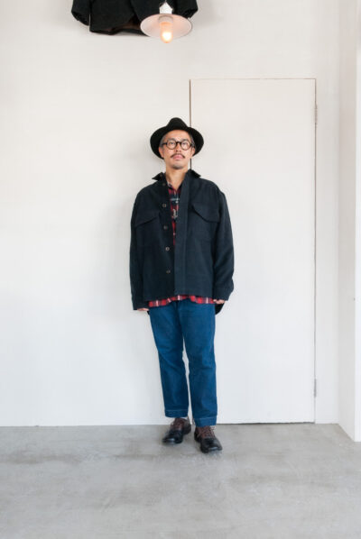 QUILP HITE Shirt Jacket Cotton Moleskin D.Navy