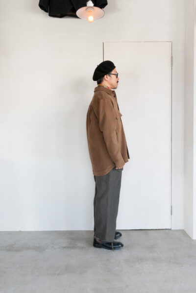 QUILP HITE Shirt Jacket Cotton Moleskin Brown