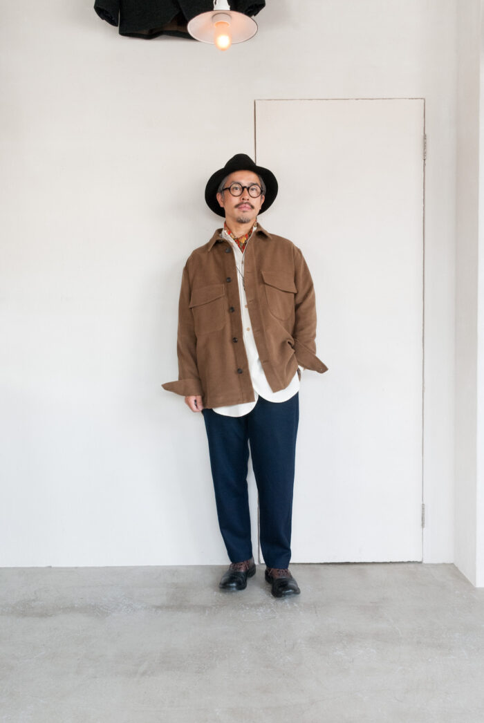 QUILP HITE Shirt Jacket Cotton Moleskin Brown