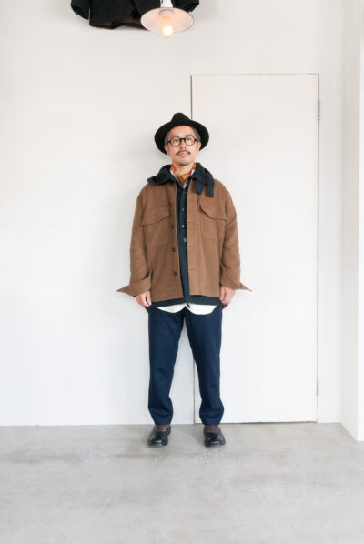 QUILP HITE Shirt Jacket Cotton Moleskin Brown