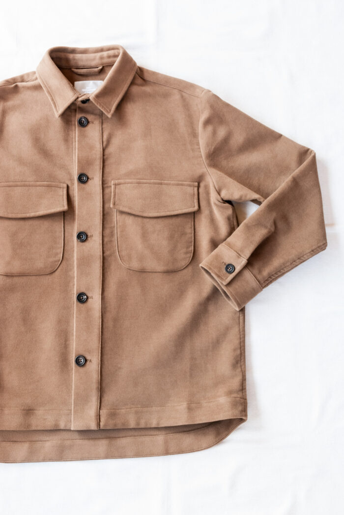 QUILP HITE Shirt Jacket Cotton Moleskin Brown