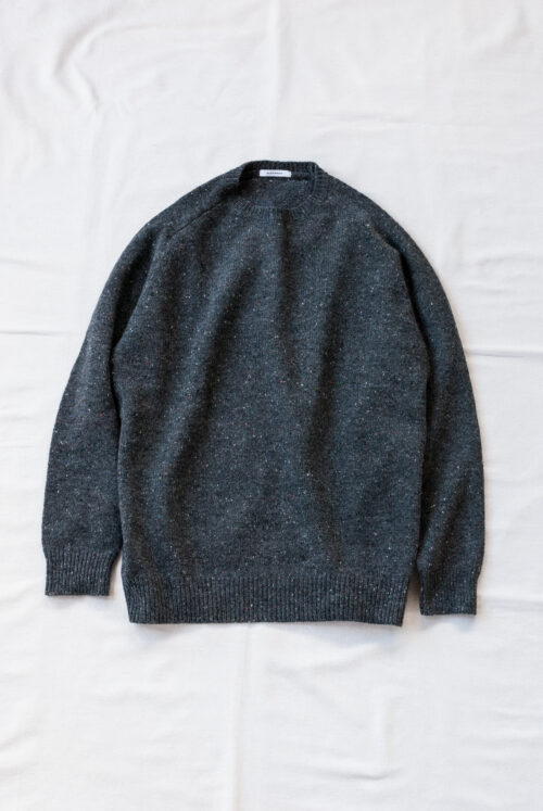 AN SPINNEN Saddle Shoulder Crew Neck Knit Charcoal