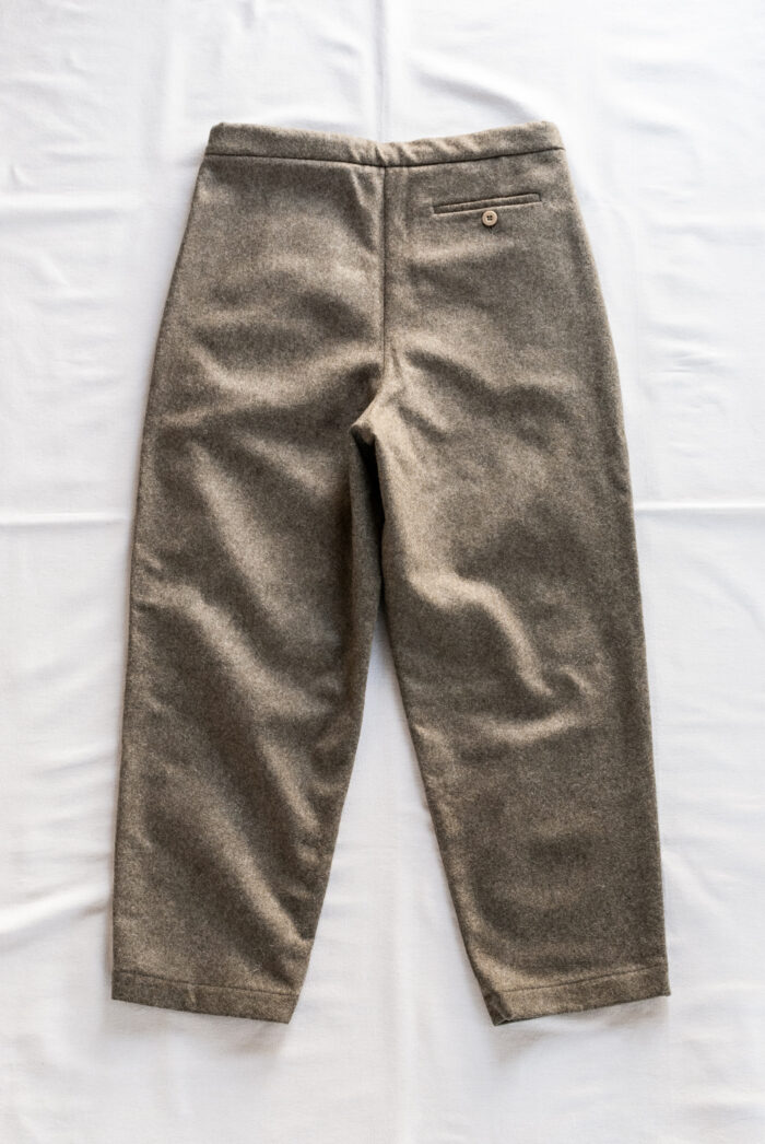 Frank Leder Grey Green Wool Drawstring 2 Tuck Trousers