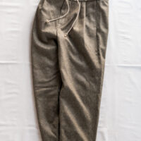 FRANK LEDER オリーブグリーンスラックス SXサイズ Frank Leder Grey Green Wool Drawstring 2 Tuck Trousers