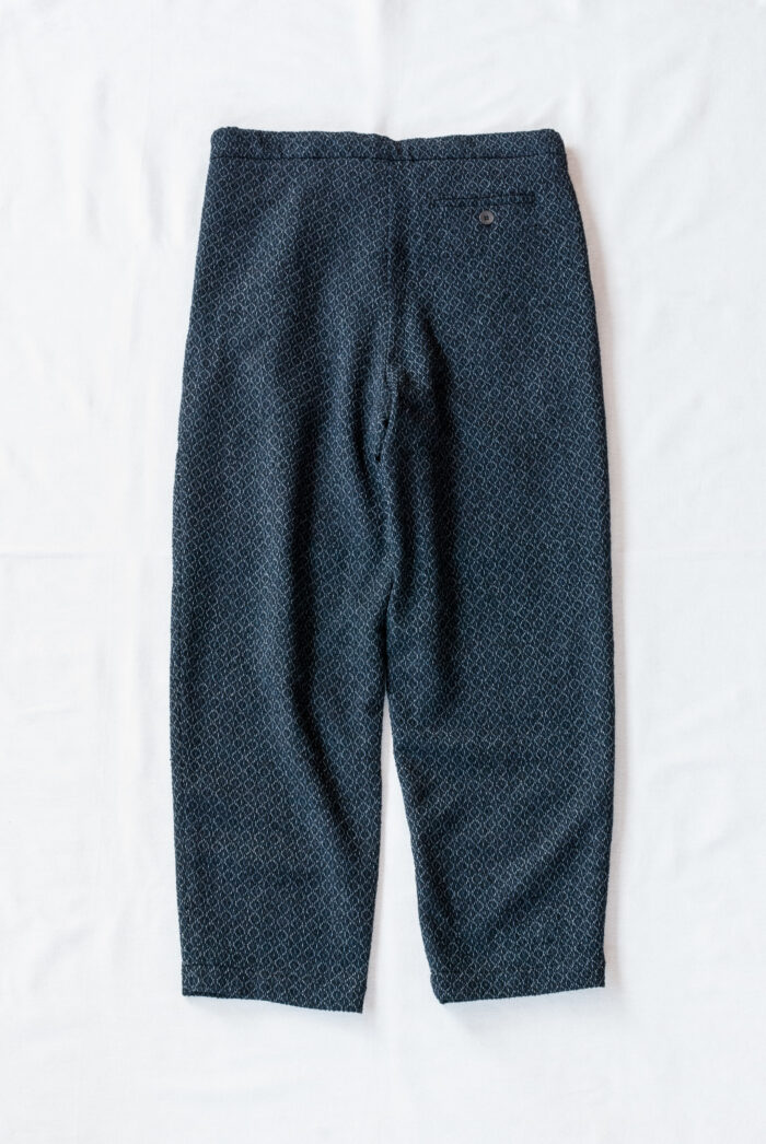 Frank Leder Navy Ornamentic Wool Drawstring 2Tuck Trousers