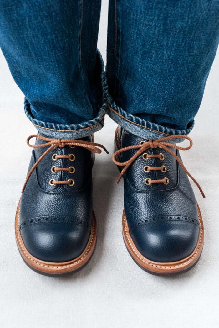 QUILP by Tricker’s M7401 Oxford Shoe Navy Scotch Grain