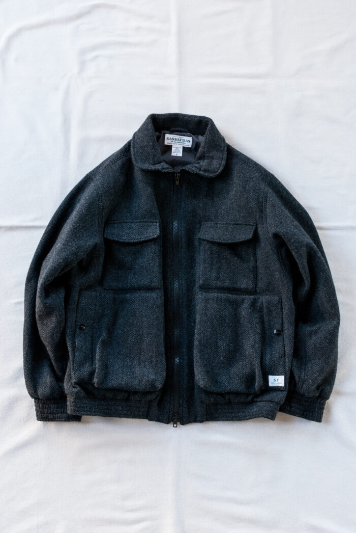 SASSAFRAS D/C Armor Jacket Heavy Herringbone Blanket Charcoal