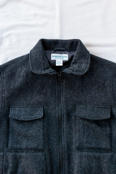 SASSAFRAS D/C Armor Jacket Heavy Herringbone Blanket Charcoal