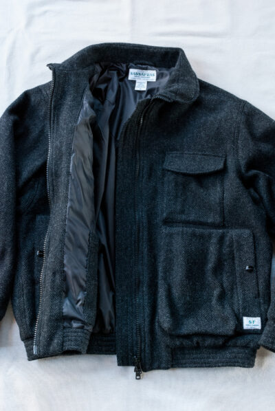 SASSAFRAS D/C Armor Jacket Heavy Herringbone Blanket Charcoal